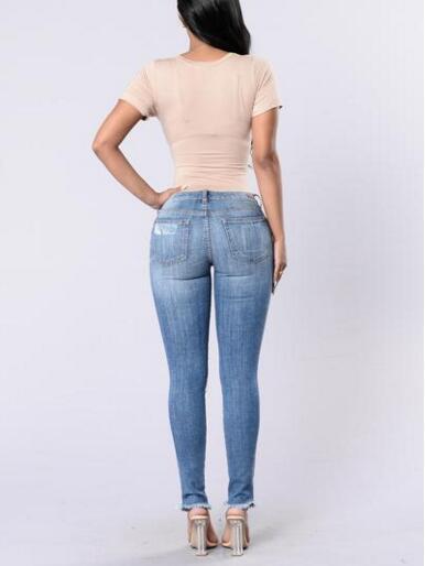 SZ60104 Denim Destroyed Skinny Jeans